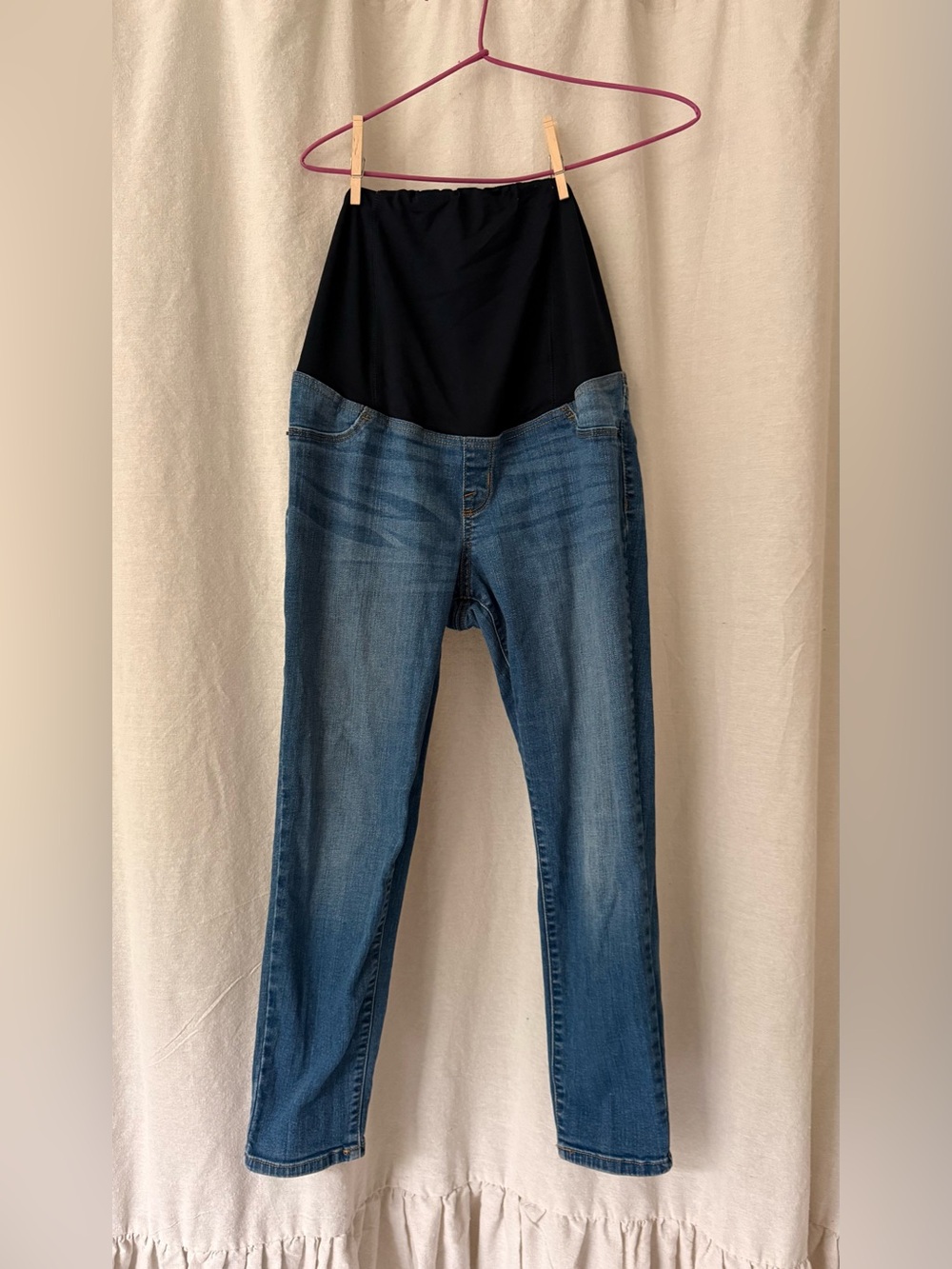 Isabel Maternity by Ingrid & Isabel Black Panel Blue Denim High-Rise Jeans